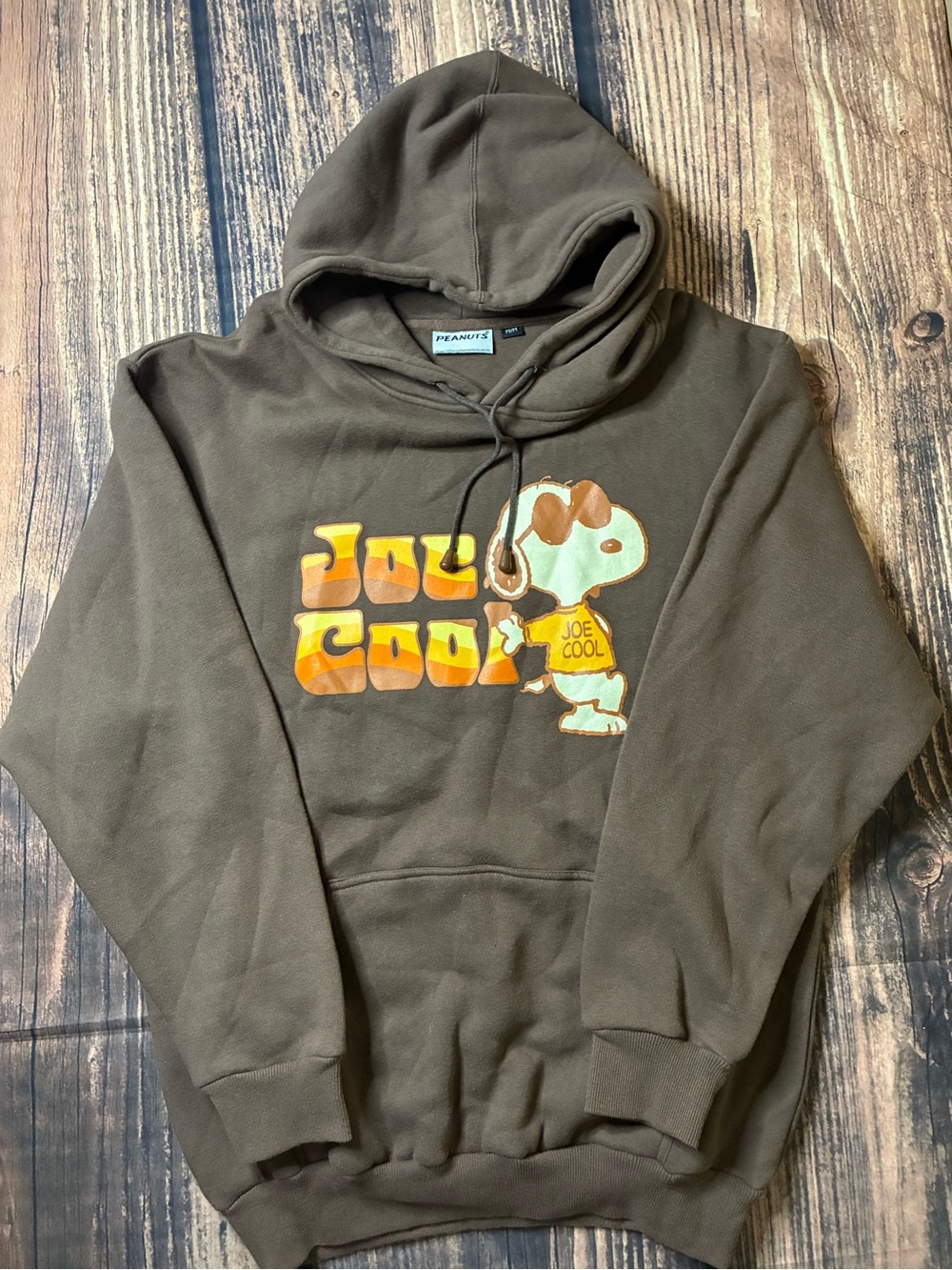 Peanuts Brown Hoodie with Joe Cool Graphic